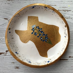 Texas State Ring Dish, Bluebonnet Gift, Texas State Jewelry Dish, State Jewelry Dish, Customized Ring Dish, Bridesmaids Gifts, Wedding Gifts image 1