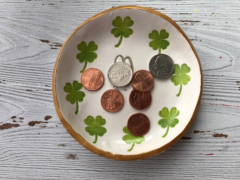 personalized shamrock ring dish, personalized bridal gift, personalized gift for bridesmaids, gifts for March birthdays, shamrock decor image 4