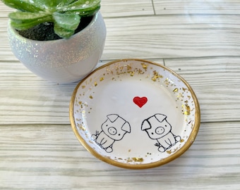 Pig Ring Dish, Pig Gifts, Pig Love Gift, Pig Dish, Gift For Couples, Gift For Bride, Pig Decor, Pig, Clay Dish, Farmhouse Decor, Farmhouse