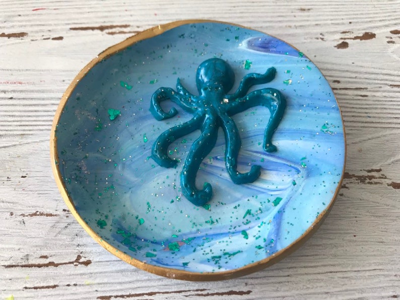 Octopus Ring Dish, Octopus Home Decor, Octopus Jewelry Dish, Gift for Him, Gift for Her, Gift for Teens, Bridesmaids Gifts, Beach Trinket image 1