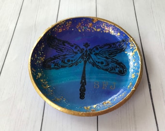 Handmade Dragonfly Ring Dish: Polymer Clay Trinket Holder