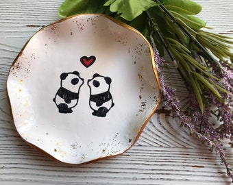 Panda Ring Dish, Panda Gifts, Wedding Panda Jewelry Dish, Panda Catchall, Panda Dish, Gift For Couples, Gift For Bride,