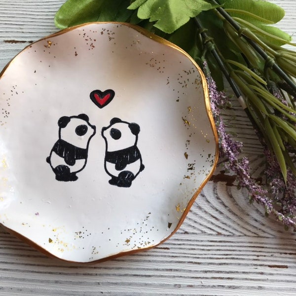 Panda Ring Dish, Panda Gifts, Wedding Panda Jewelry Dish, Panda Catchall, Panda Dish, Gift For Couples, Gift For Bride,