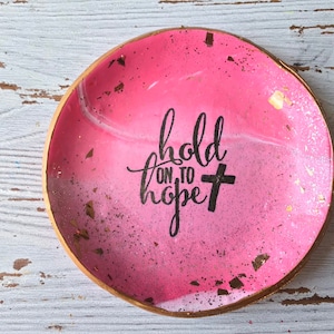 Hold On To Hope Ring Dish, Inspirational Ring Dish, Trinket Dish, Coin Tray, Peacock, Polymer Clay, Hold On To Hope Gifts, Gifts For Her