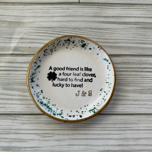 personalized shamrock ring dish, personalized bridal gift, personalized gift for bridesmaids, gifts for March birthdays, shamrock decor image 2