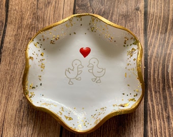 Duck Ring Dish, Duck Gifts, Valentines Day Gift, Duck Catchall, Duck Dish, Gift For Couples, Gift For Bride, Duck Decor, Duck