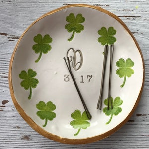 personalized shamrock ring dish, personalized bridal gift, personalized gift for bridesmaids, gifts for March birthdays, shamrock decor image 8