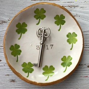 personalized shamrock ring dish, personalized bridal gift, personalized gift for bridesmaids, gifts for March birthdays, shamrock decor image 6