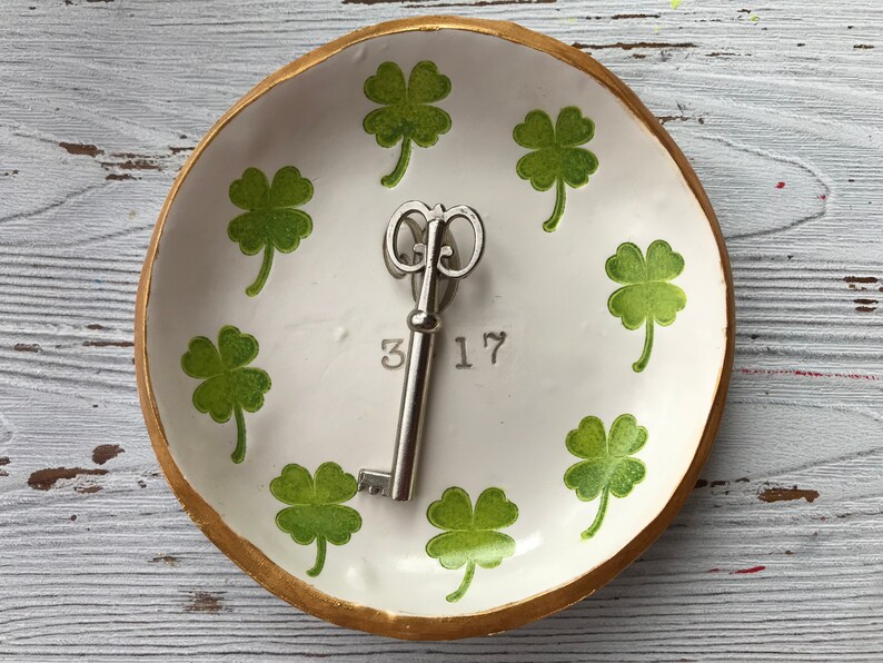 personalized shamrock ring dish, personalized bridal gift, personalized gift for bridesmaids, gifts for March birthdays, shamrock decor image 6