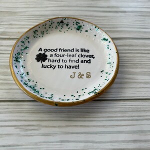 personalized shamrock ring dish, personalized bridal gift, personalized gift for bridesmaids, gifts for March birthdays, shamrock decor image 4