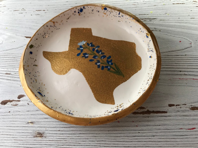 Texas State Ring Dish, Bluebonnet Gift, Texas State Jewelry Dish, State Jewelry Dish, Customized Ring Dish, Bridesmaids Gifts, Wedding Gifts image 4