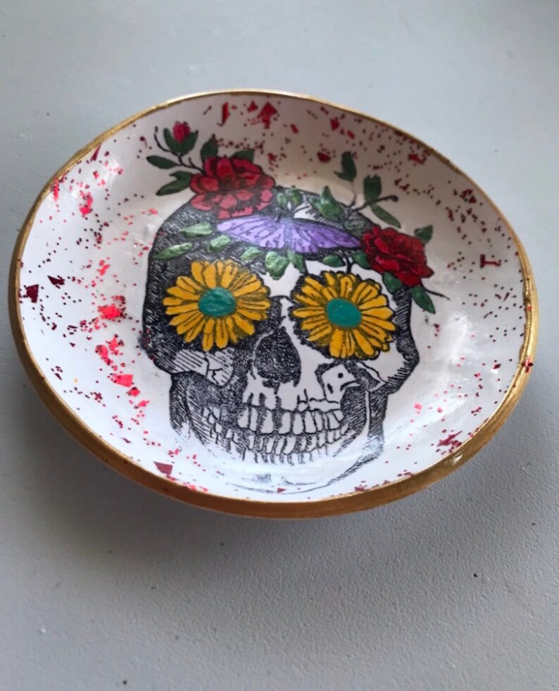 Sugar Skull Ring Dish, Day Of The Dead Ring Dish, Day Of The Dead, Sugar Skull, Sugar Skull Decor, Day Of The Dead Decor, Sugar Skull Gifts, image 2