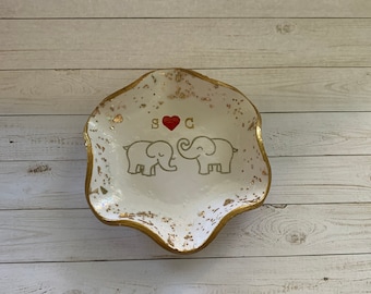 Handmade Elephant Ring Dish: Polymer Clay Trinket Catchall