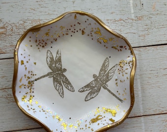 Handmade Polymer Clay Dragonfly Ring Dish: Trinket & Jewelry Holder