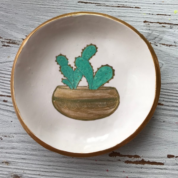 Succulent Ring Dish- Boho Chic Ring Dish, Succulent Gifts - Engagement Gift - Bohemian Jewelry Dish - Trinket Dish - Bridesmaid Gift