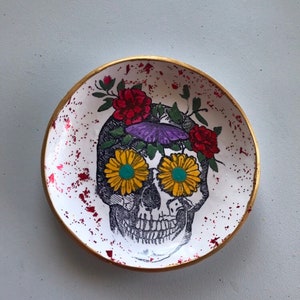 Sugar Skull Ring Dish, Day Of The Dead Ring Dish, Day Of The Dead, Sugar Skull, Sugar Skull Decor, Day Of The Dead Decor, Sugar Skull Gifts, image 1