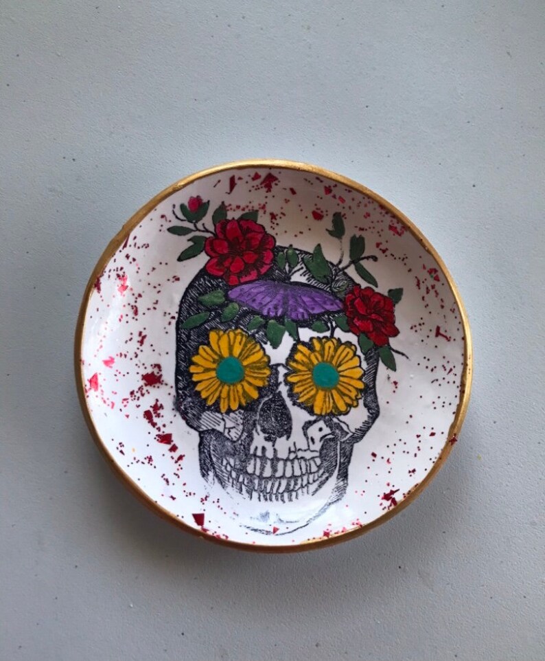 Sugar Skull Ring Dish, Day Of The Dead Ring Dish, Day Of The Dead, Sugar Skull, Sugar Skull Decor, Day Of The Dead Decor, Sugar Skull Gifts, image 1