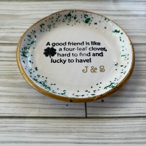 personalized shamrock ring dish, personalized bridal gift, personalized gift for bridesmaids, gifts for March birthdays, shamrock decor image 5