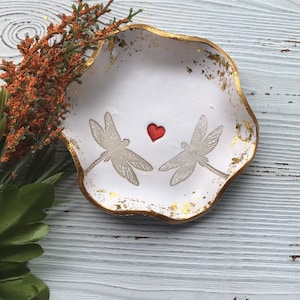 Dragonfly Ring Dish: Handmade Polymer Clay Trinket Bowl