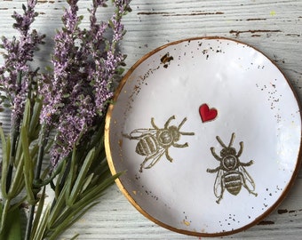 Bee Ring Dish: Polymer Clay Jewelry Catchall