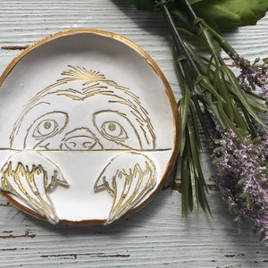 Sloth Ring Dish, Sloth Home Decor, Sloth Jewelry Dish, Gift for Him, Gift for Her, Gift for Teens, Bridesmaids Gifts, Beach Trinket, Sloths image 1