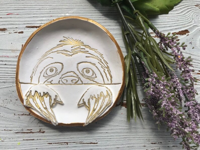 Sloth Ring Dish, Sloth Home Decor, Sloth Jewelry Dish, Gift for Him, Gift for Her, Gift for Teens, Bridesmaids Gifts, Beach Trinket, Sloths image 1