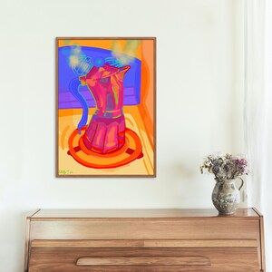 PDF Coffee Moka Pot Still Life Funky Colorful Painting Digital Print Active