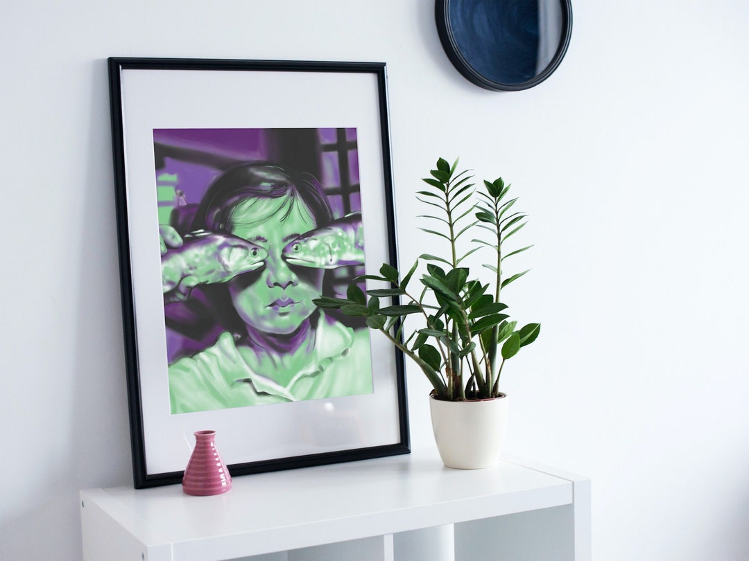 PDF Fish Eyes Absurd Portrait in Green and Purple Digital Painting Wall ...