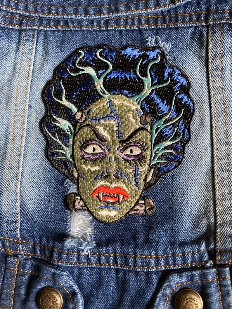 LARGE ONLY The Bride patch by Retro a Go Go pet Jean vest dog vest one size