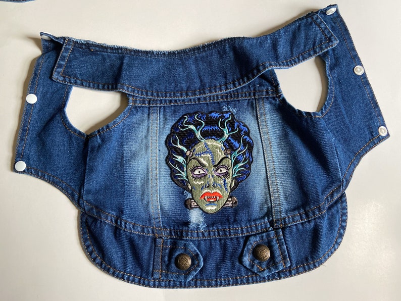 LARGE ONLY The Bride patch by Retro a Go Go pet Jean vest dog vest one size