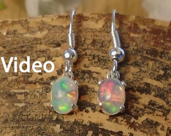 Natural Fire Opal Earrings Ethiopian Opal Earrings 925 Sterling Silver Earrings Women Earrings Boho Opal Earrings Dangle Drop Earrings
