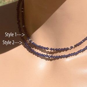 Natural Dark Blue Spinel Necklace/ Near Black / September Birthstone/ 3 mm Natural Spinel/ Sterling Silver/ 14K Rose or Yellow Gold Filled