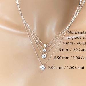 D Grade Moissanite Halskette / D Grade Forever Brilliant / Flawless Klar Farblos Weiß 0,40 bis 1,5 Ct 4 bis 7 mm Moissanite / Sterling Silber