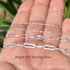Brilliant Sterling Silver Paperclip Chain Minimalist Necklace / Size Choice / Claw Clasp / Length Choice / .925 Sterling Silver