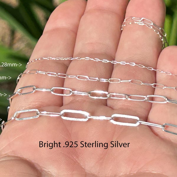 Brilliant Sterling Silver Paperclip Chain Minimalist Necklace / Size Choice / Claw Clasp / Length Choice / .925 Sterling Silver