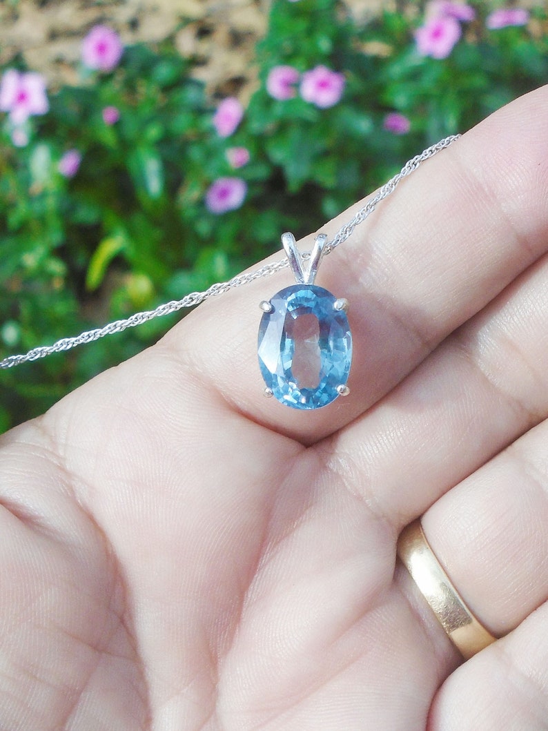 Sterling Silver Natural Sapphire Hand Cut Necklace June Birthstone Purple to Teal Green Color Change 8.60 Ct 13.01 x 9.64 mm Sapphire