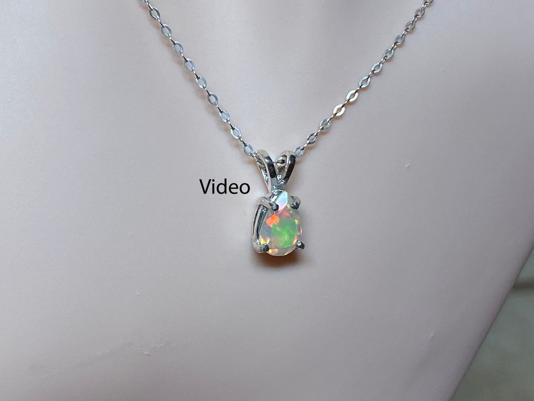 Superior Rainbow Ethiopian Extreme Fire Opal Necklace/sterling