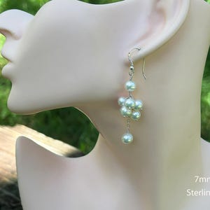 Natürliche Süßwasserperlen Ohrringe / Zierliche 7 bis 7,5 mm echte Süßwasserperlen / hypoallergenes Sterlingsilber / Cluster Ohrringe