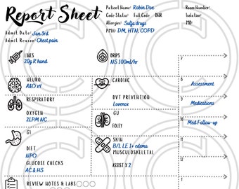 Nursing Report Sheet