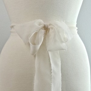 Bow bridal belt, bow wedding sash, chiffon bow sash, ivory wedding bow belt, wedding accessories, Style 517