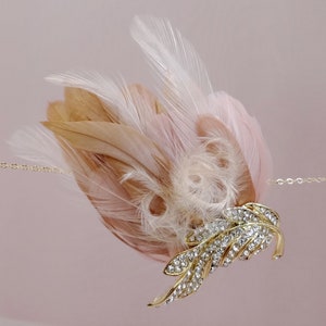 Bridal feather headpiece, blush wedding hair accessories, wedding crystal feather headpiece, bridal feather fascinator, Style 360 image 6