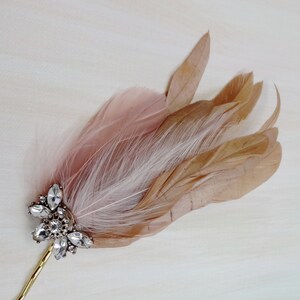 Bridal feather headpiece, blush wedding hair accessories, wedding crystal feather headpiece, wedding feather fascinator, Style 361 image 6