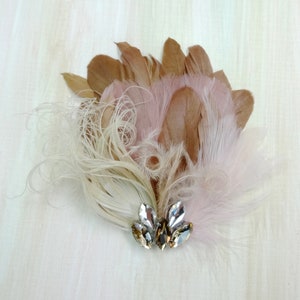 Casque de plume de mariée, accessoires de cheveux de mariage, casque de plume de mariage blush champagne, fascinateur de plume de mariée style 362 image 9