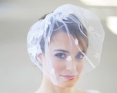 Bridal blusher veil, birdcage wedding veil, hand stitched  birdcage bridal veil, Alencon lace veil, ivory bridal veil, Style 625
