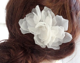 Bridal silk flower comb, Bridal Silk flower headpiece, bridal head piece, wedding silk flower hair, silk organza hair flower, Style 304