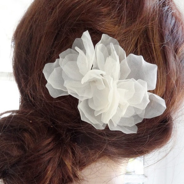 Bridal silk flower comb, Bridal Silk flower headpiece, bridal head piece, wedding silk flower hair, silk organza hair flower, Style 304