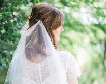 Draped veil, bohemian wedding veil, boho veil, heirloom wedding, drape bridal veil, English net soft veil, +sizes,  ivory white Style 816