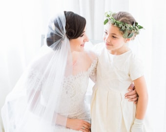 Bridal Juliet Veil with Blusher, Tulle Wedding Veil, Chapel or Cathedral Length, Style 821