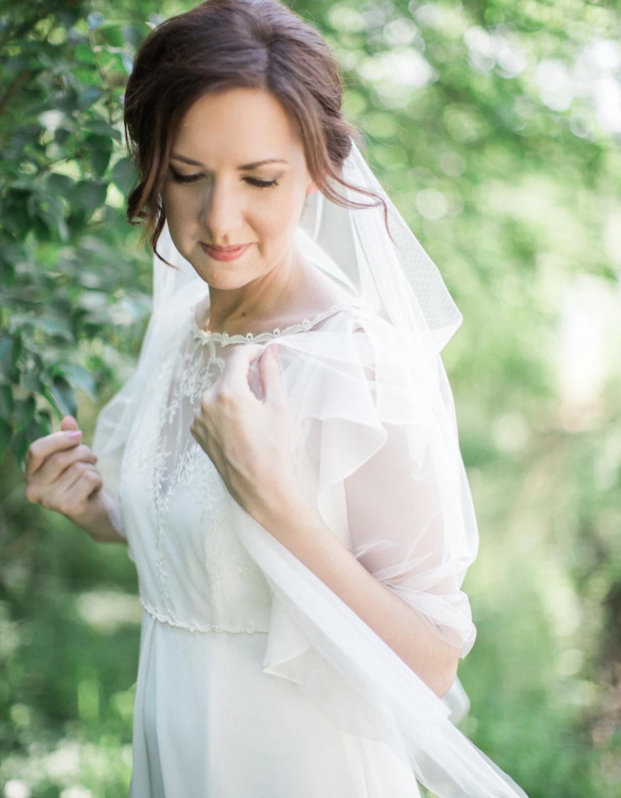 Draped Wedding Veil, English Net, Bohemian Bridal Veil  display picture 2