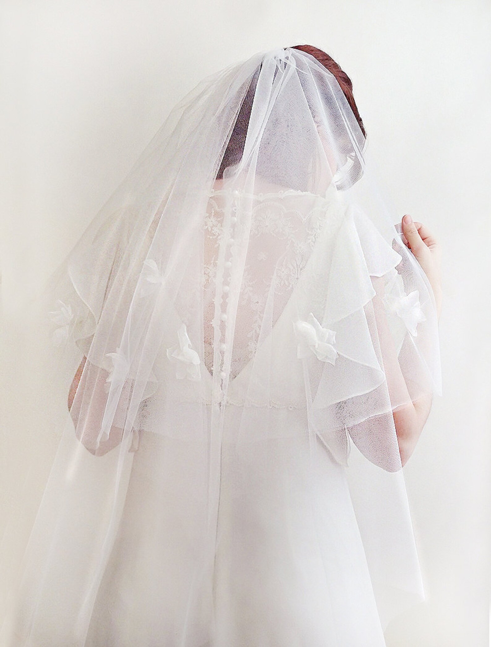 Tulle Wedding Veil Bridal Veil Tulle Fingertip Veil Tulle Etsy